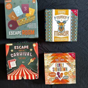 Lot of 4 Board Games-Escape Games/ Family Games/ Murder Mystery - AC151